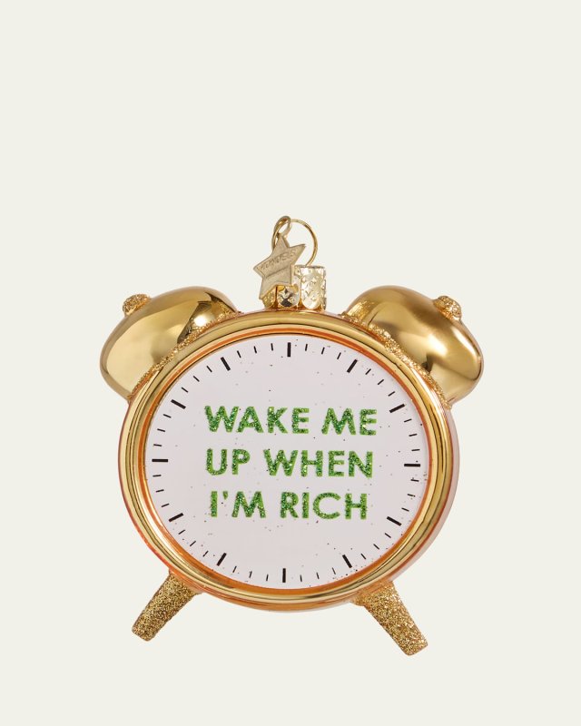 Shiny Gold Rich Alarm Clock Christmas Ornament